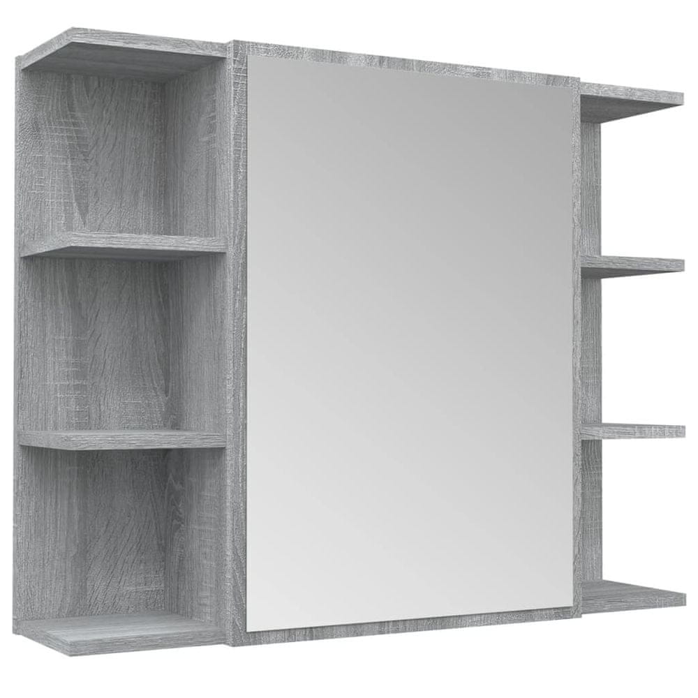 Vidaxl Zrkadlová skrinka sivá sonoma 80x20,5x64 cm spracované drevo